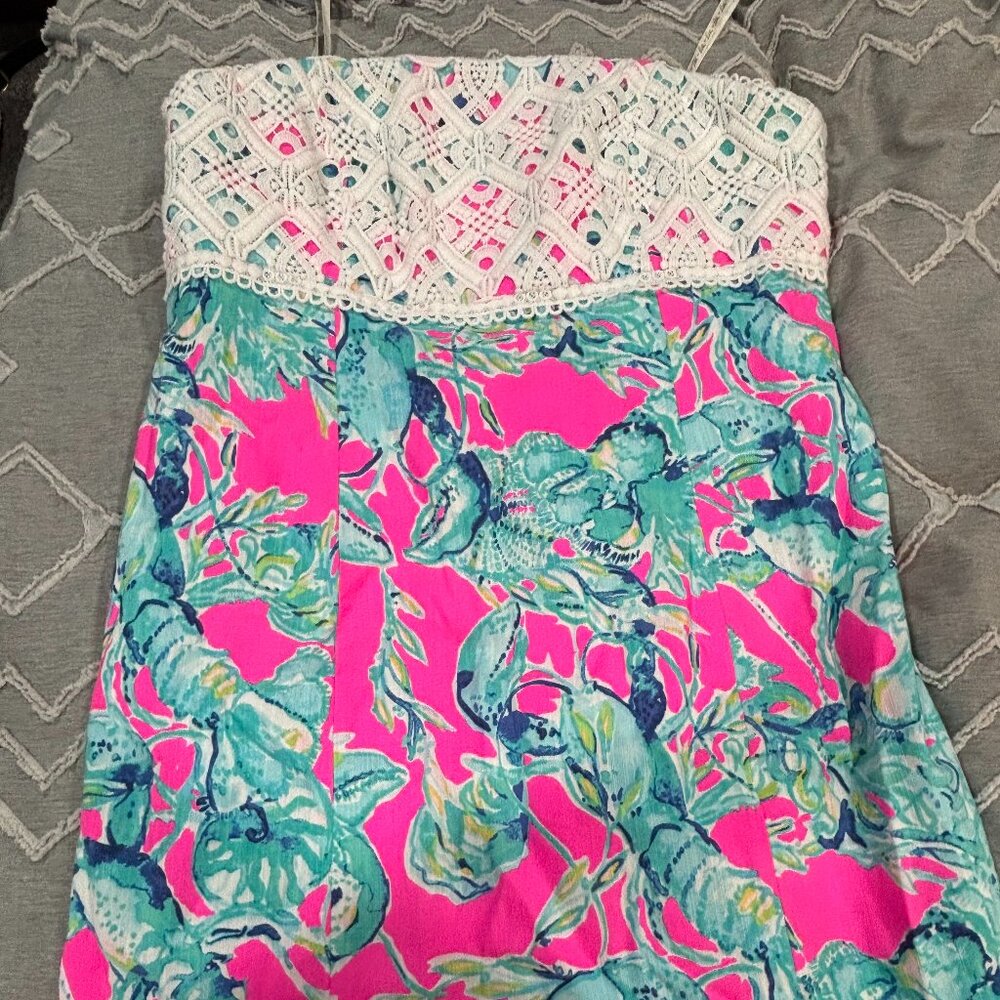 Lilly Pulitzer Strapless Dress in Pink and Blue